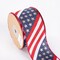 Red White Blue Patriotic Wired Ribbon, 4th of July Ribbons,Gold Stars and Stripes Design
